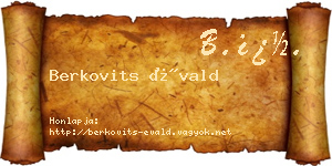 Berkovits Évald névjegykártya